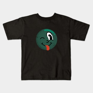 Winking tongue out emoji green Kids T-Shirt